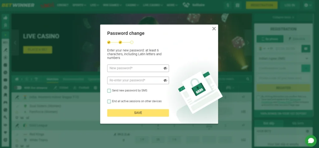 betwinner password recovery