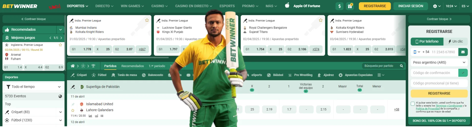 Apuesta partidos cricket IPL