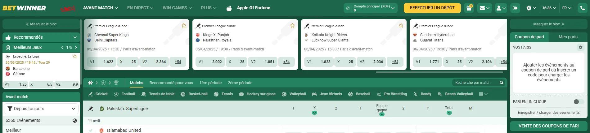 stratégies pour paris IPL