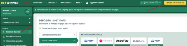 Realizar depósito apuestas IPL
