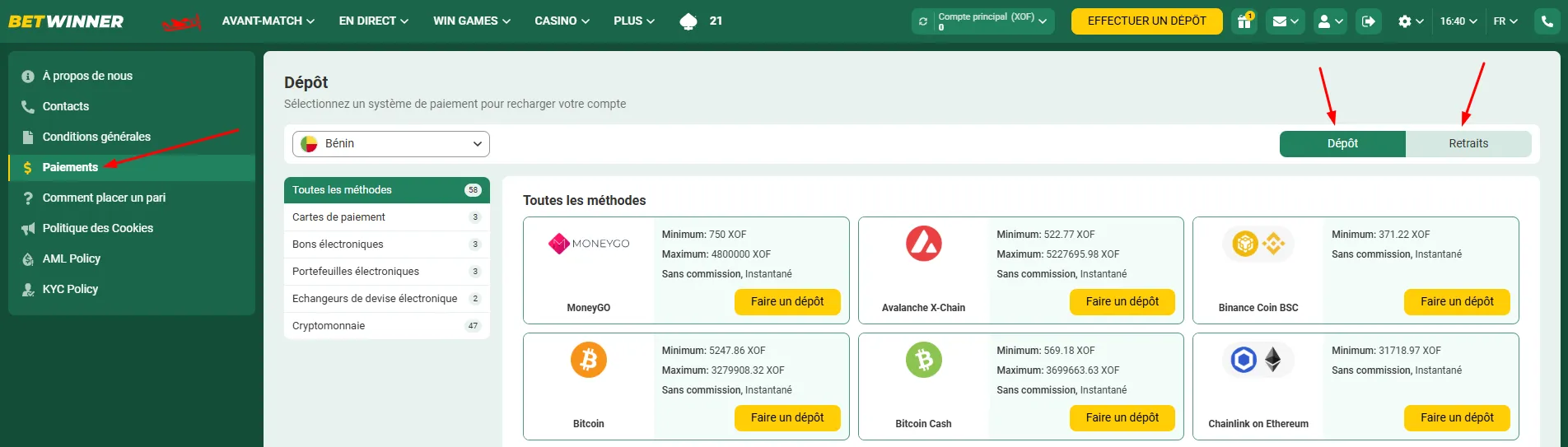 Méthodes de Paiement