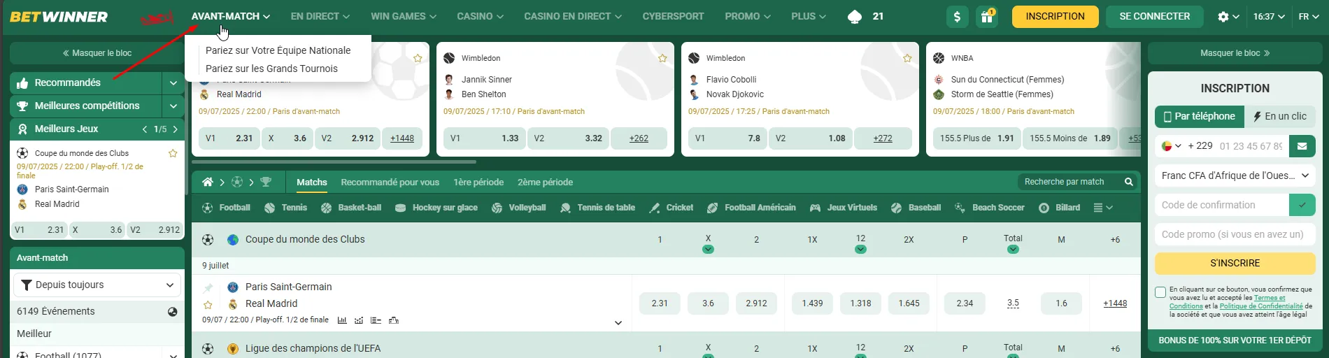 Pariez Sports Préférés Bénin