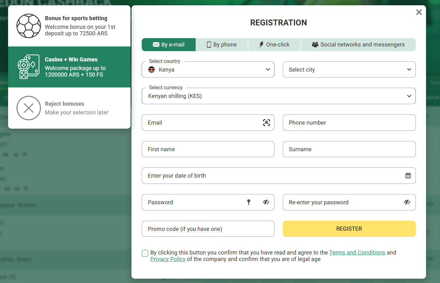 Betwinner Kenya Registration
