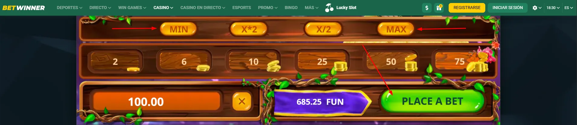 Apuesta mínima y máxima