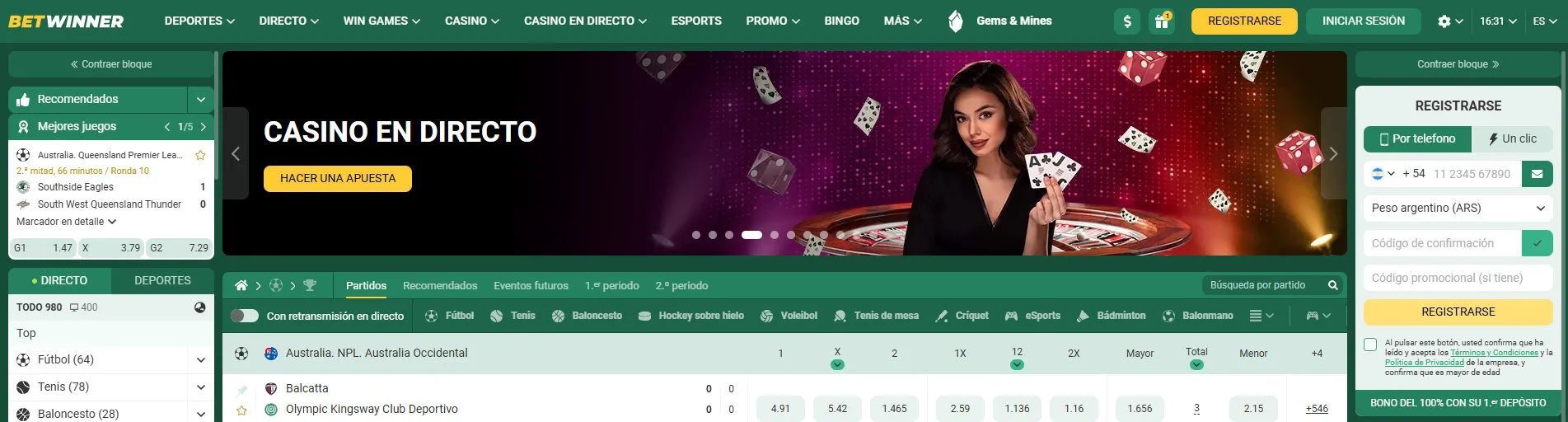 Juegos casino en vivo