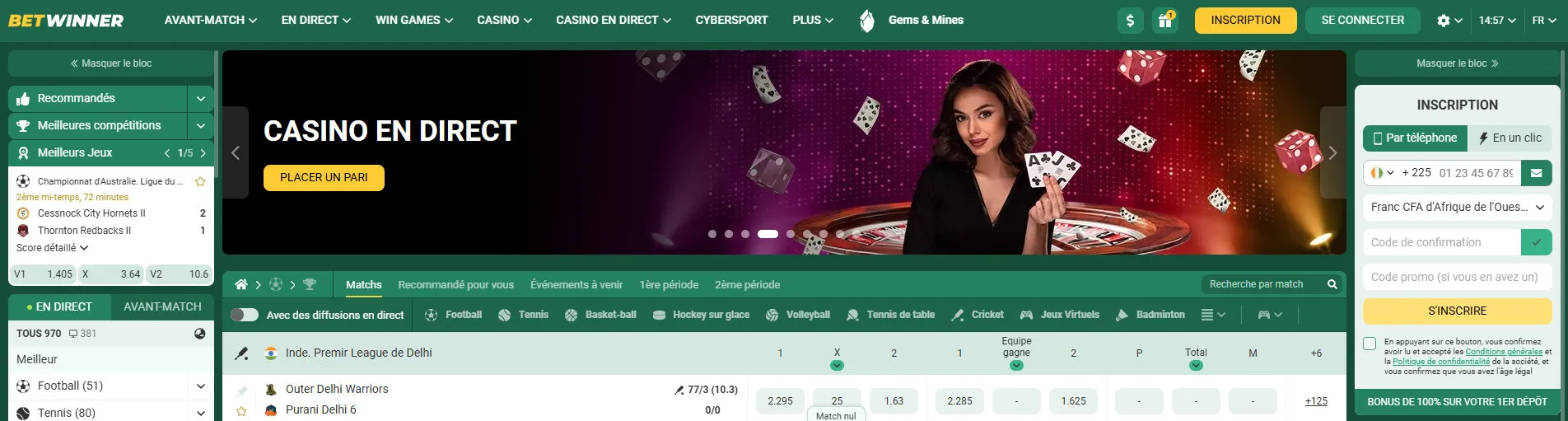 Jeux casino en direct