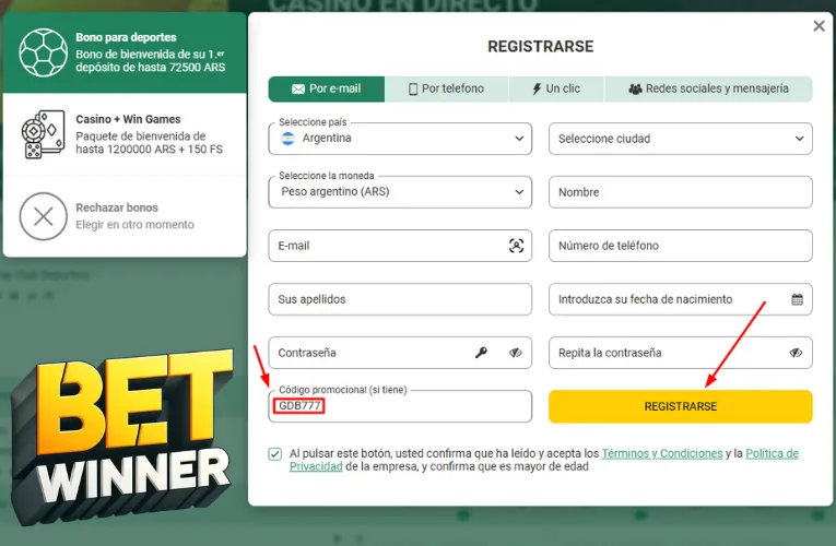 Regístrese y comience jugar