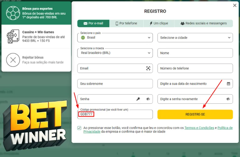 Registre-se e Comece Jogar