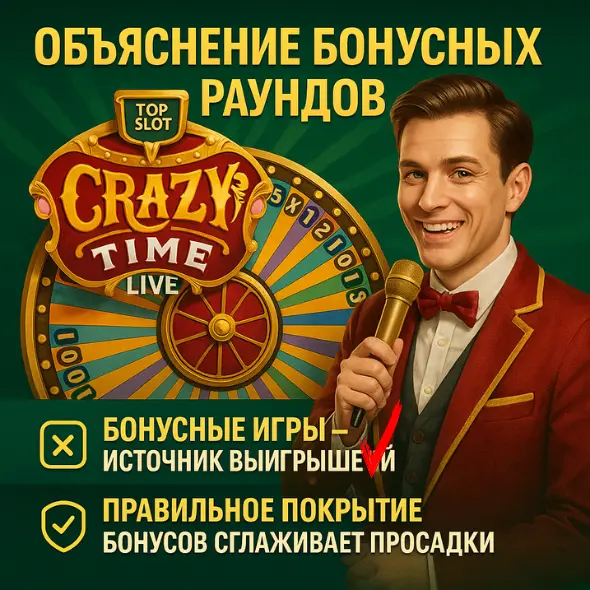 Объяснение бонусных раундов Crazy Time Live