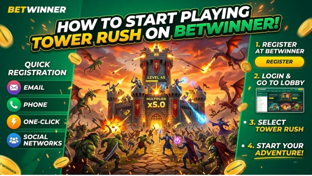 Como começar a jogar Tower Rush no Betwinner