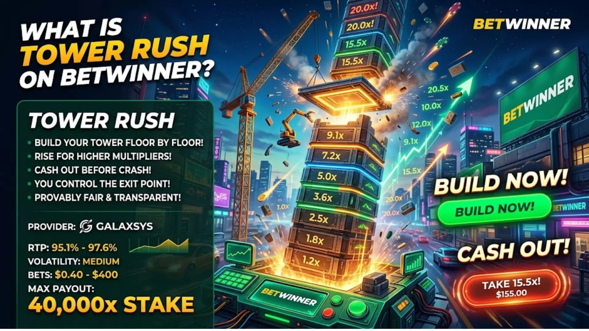 Tower Rush sur Betwinner : taux de redistribution, gameplay, bonus et ...