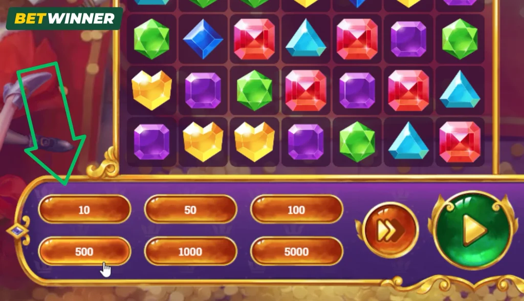 Выбор ставки слота Crystal