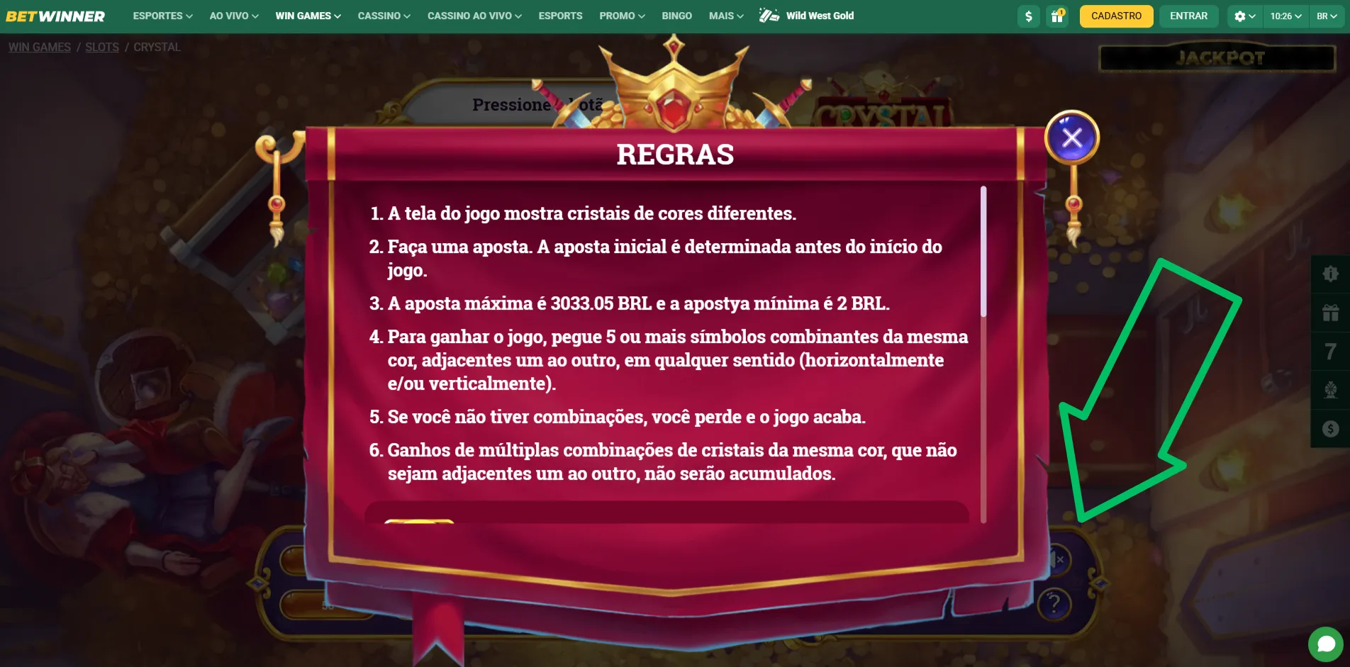 Recursos do Slot Crystal