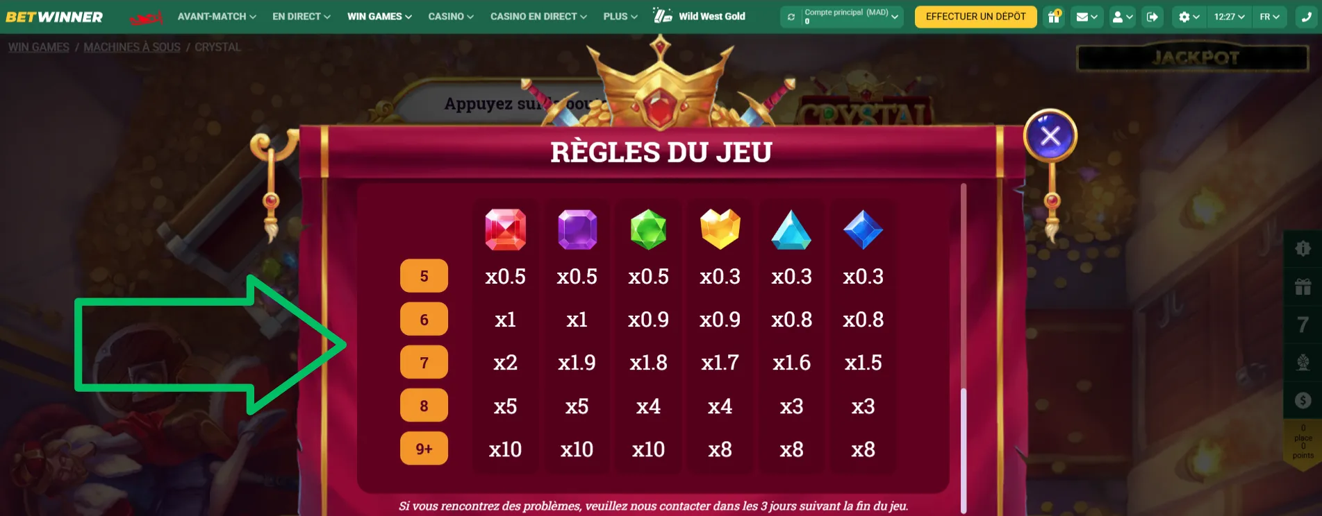 Symboles gameplay machine à sous Crystal