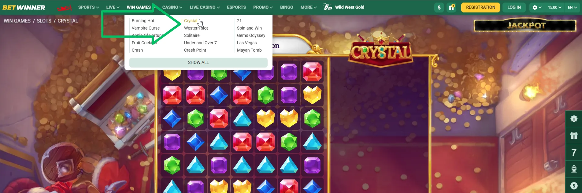 Crystal Slot on BetWinner