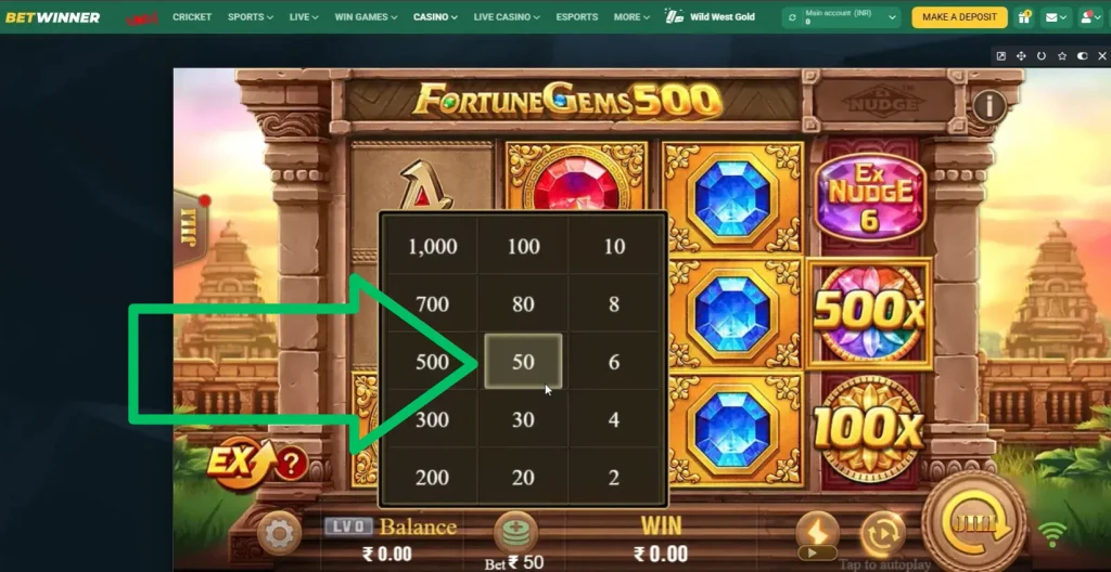 Choose Bet Fortune Gems 500