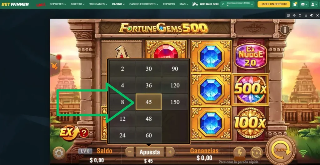 Elige apuesta Fortune Gems 500