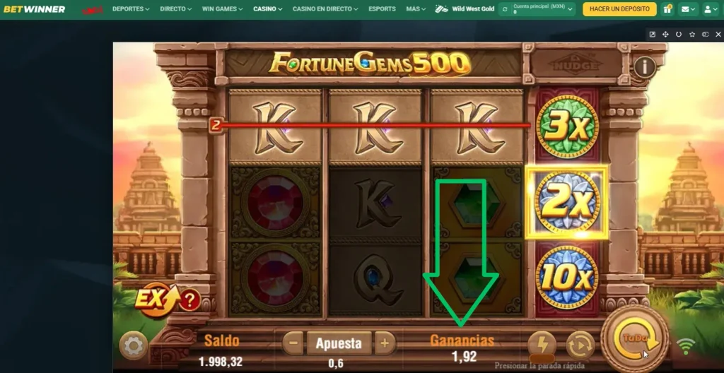 Cobra ganancias Fortune Gems 500