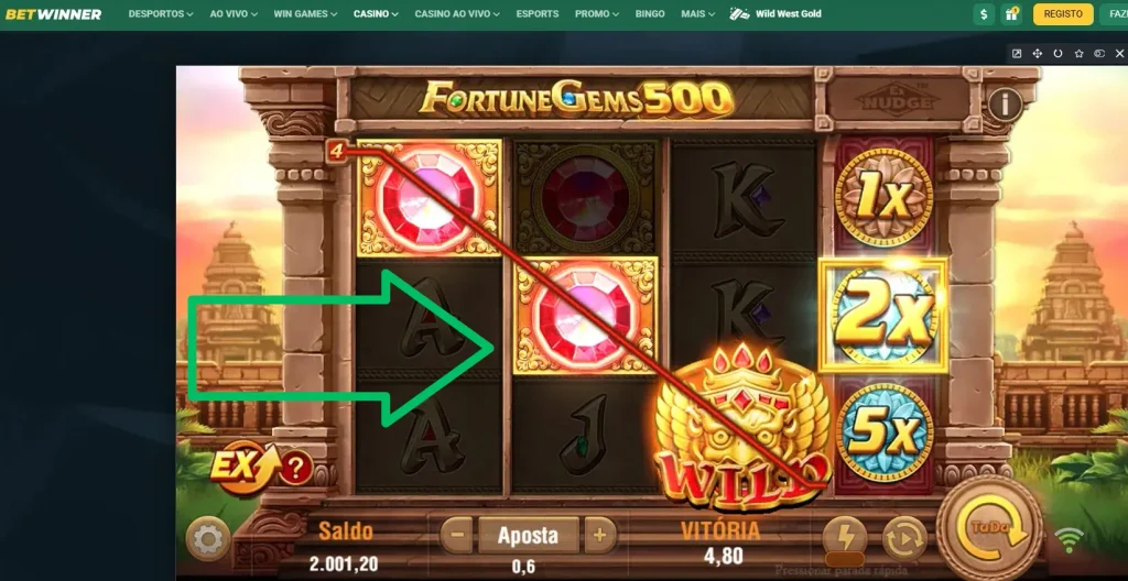 Combine Símbolos Gemas Fortune Gems 500