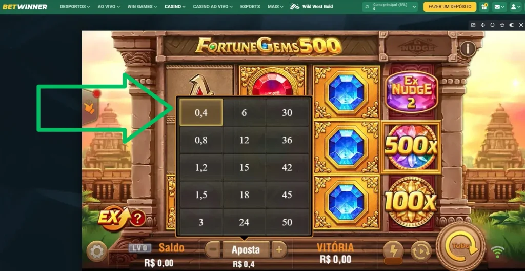Selecionar Sua Aposta Fortune Gems 500
