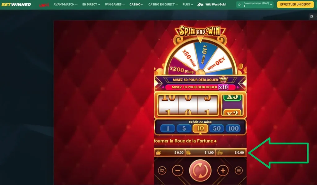 Récupérez gains Spin and Win