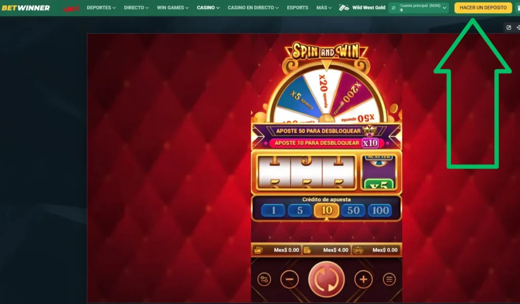 Hacer un depósito BetWinner