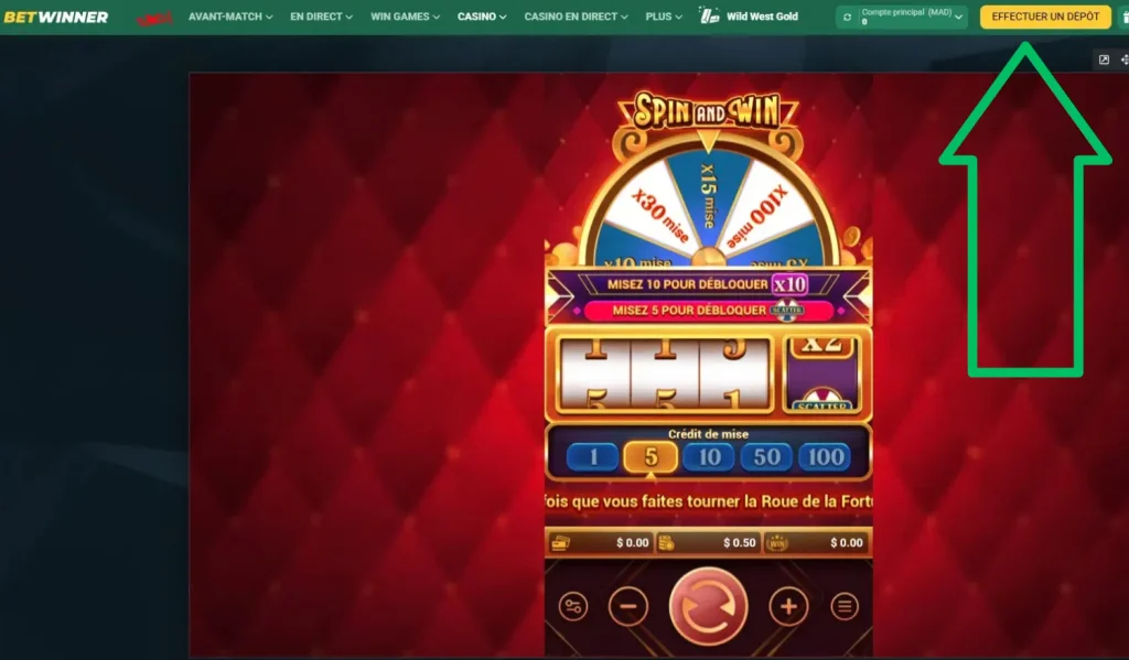 Effectuer un dépôt BetWinner