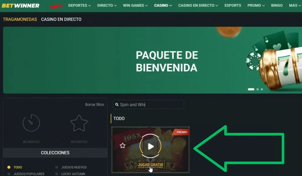 Cómo jugar Spin and Win gratis