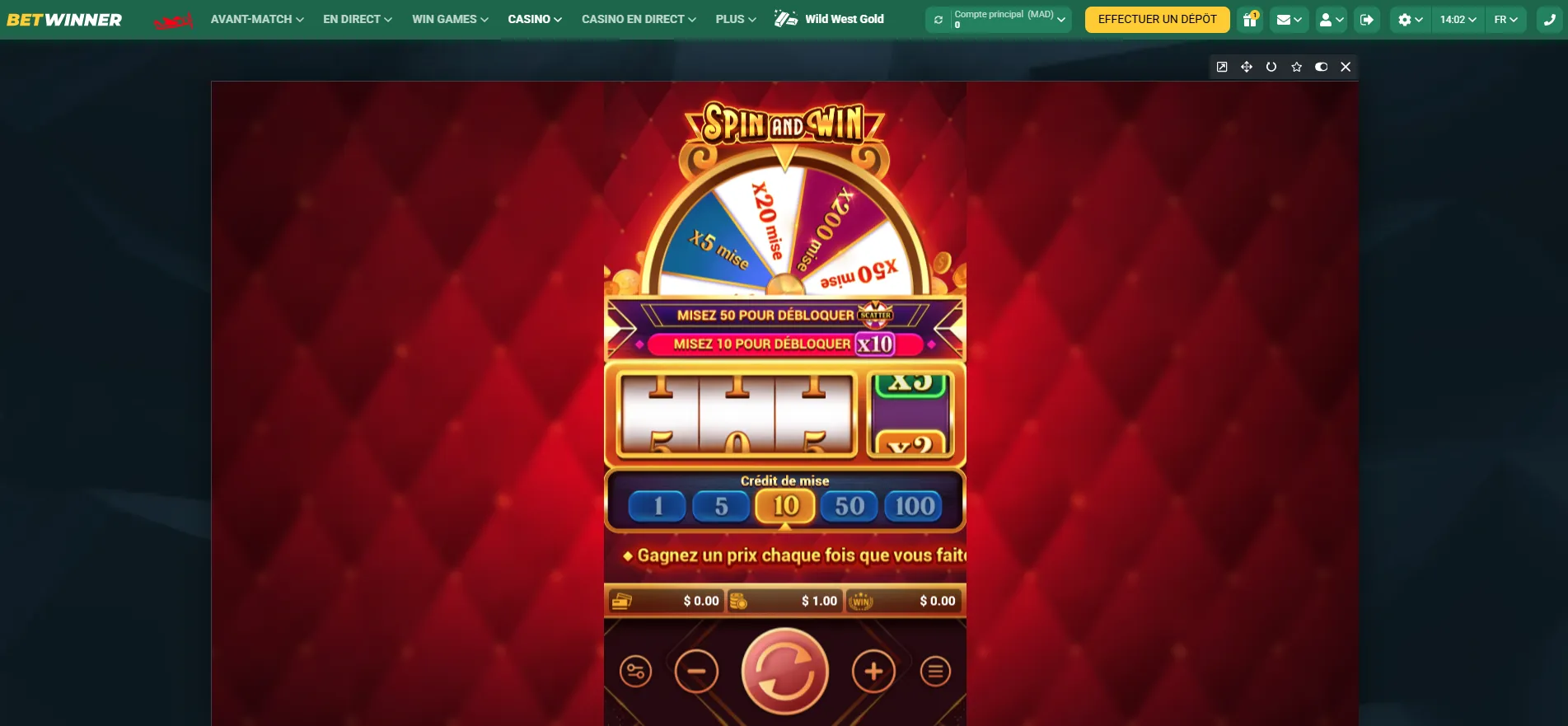 jouer Spin and Win BetWinner