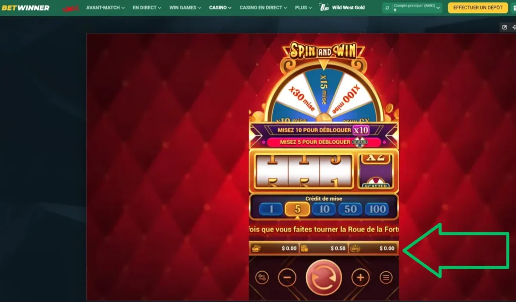 Retirer fonds Spin and Win