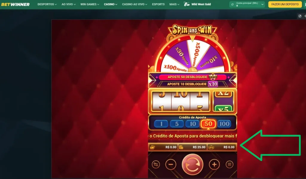 Levantar Seus Ganhos Spin and Win