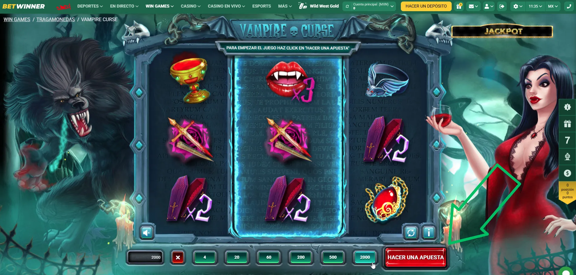 RTP volatilidad Vampire Curse