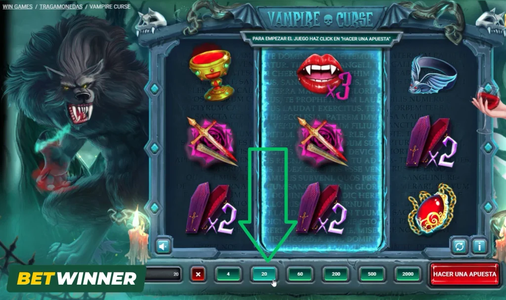 Seleccionar apuesta Vampire Curse