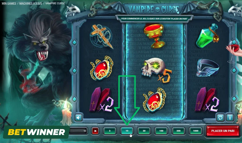 Choisir votre mise Vampire Curse