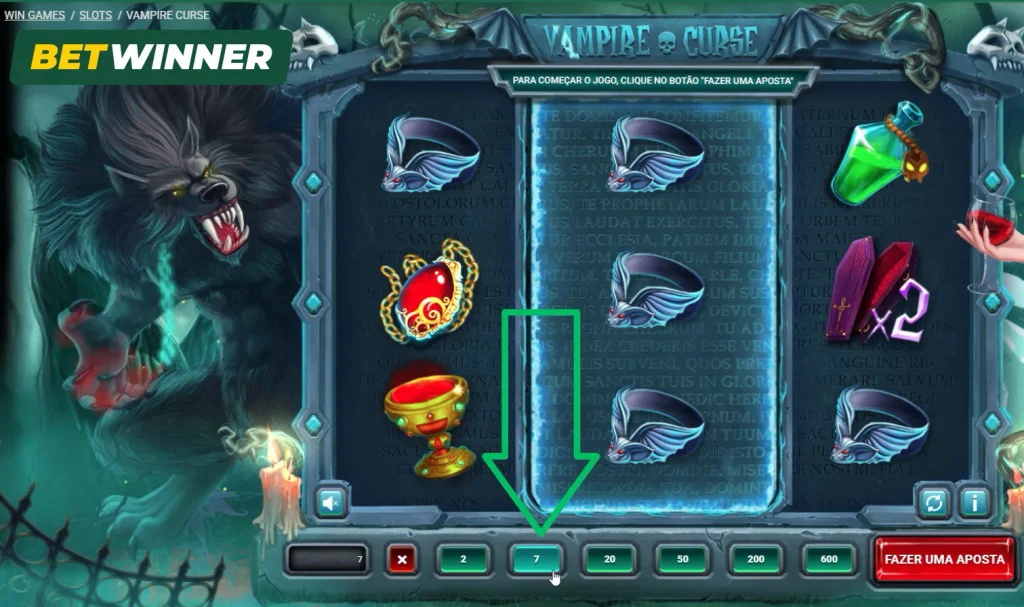 Selecionando Sua Aposta Vampire Curse