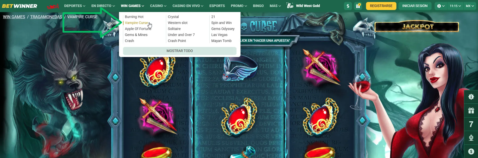 Vampire Curse en BetWinner